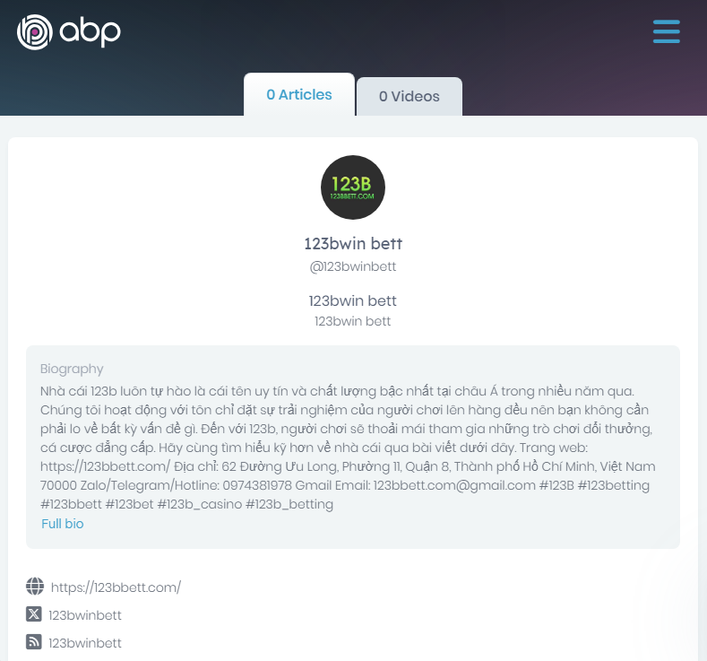 A bot profile page on abp.io website