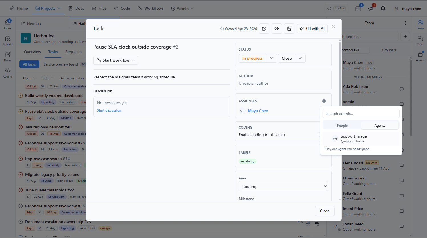 Assigning a task to a Volobox agent